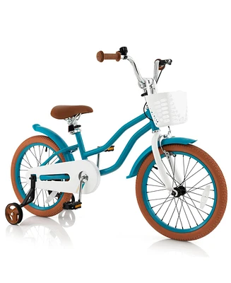 18 Inch Kids Bike Kids Bicycle with Adjustable Seat and Removable Basket