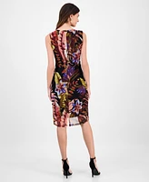 Connected Women's Mesh Side-Pleated Sheath Dress