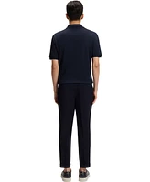 Boss by Hugo Boss Men's Cabled Front Cotton-Silk Knit Polo Shirt