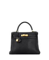 Pre-Owned Hermes Kelly Handbag Clemence with Gold Hardware