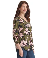 Jones New York Women's Floral-Print 3/4-Sleeve Top