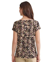 Jones New York Women's Floral-Print Keyhole Top