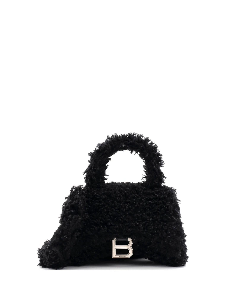 Pre-Owned Balenciaga Small Fluffy Hourglass Top Handle Bag Faux Fur