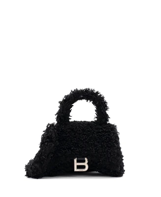 Pre-Owned Balenciaga Small Fluffy Hourglass Top Handle Bag Faux Fur