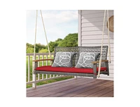 Slickblue 2-Person Patio Wicker Hanging Swing Chair for Porch Balcony or Backyard