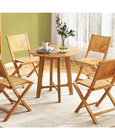 Patio Dining Table with Slatted Tabletop and X-shaped Frame