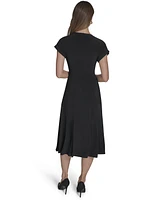 Halston Women's Surplice-Neck Faux-Wrap Dress