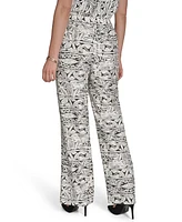 Halston Women's Printed High-Rise Wide-Leg Pants