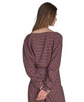 Halston Women's Printed Commuter Dolman-Sleeve Top
