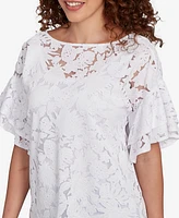 Ruby Rd. Petite Tropical Puff Print Lined Burnout T Shirt