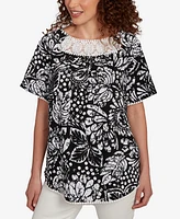 Ruby Rd. Petite Batik Island Paisley Scoop Neck T Shirt