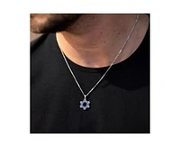 Vincero Men's Star of David Pendant with Blue Spinel Sterling Silver