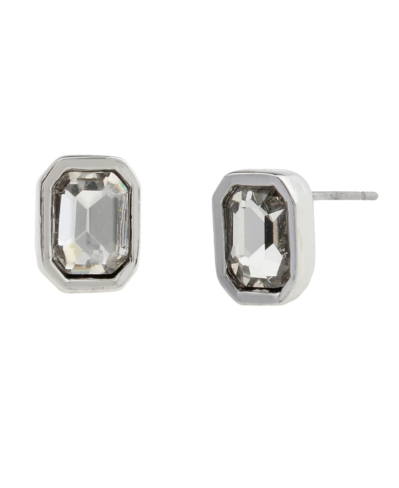 Steve Madden Punk Romance Emerald Cut Stone Stud Earrings