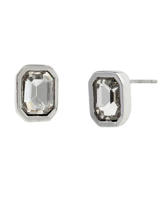 Steve Madden Punk Romance Emerald Cut Stone Stud Earrings