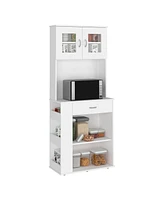 Depot E-shop Victoria Pantry Double Door Cabinet, One Drawer, Two Shelves, Three Side Shelves, White