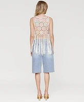 Avec Les Filles Women's Crochet Fringe-Hem Crop Top