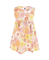 Hudson Baby Girls Cotton Dress And Cardigan Set, Peach Love Flowers