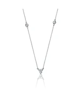 Stunning Sterling Silver White Gold Plated Cubic Zirconia on Triangle Pendant