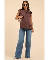 Pinkblush Blue Wide Leg Maternity Jeans