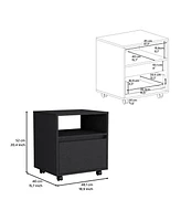 Depot E-shop Wasilla Nightstand with Open Shelf, 1 Drawer and Casters