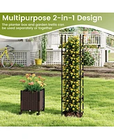 Raised Garden Bed with Plant Box Trellis and Lockable Wheels Adjustable Height