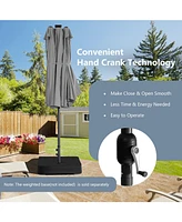 Twin Patio Umbrella with 48 Solar Led Lights for Outdoor Garden or Deck