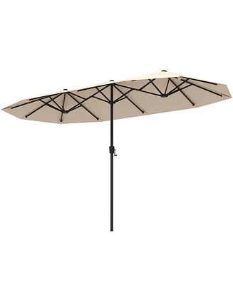Extra Wide Patio Market Umbrella Double-Sided with Crank for Outdoor Tables