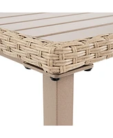 Slickblue Outdoor Patio Bar Table Heavy Duty Rectangle Metal Frame