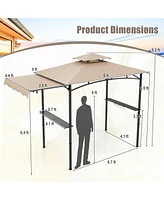 Slickblue Grill Gazebo with Side Awning and Double-Tiered Top for Patio or Backyard