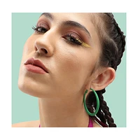 Sohi Women's Green Minimal Hoop Earrings