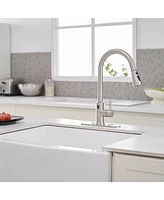 Single-Handle Touch Pull-Down Sprayer Kitchen Faucet with Supply Lines in Brushed Nickel