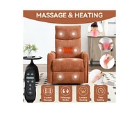 Casainc Heat Massage Manual Recliner Chair with Rocker and Swivel in Fabric for Living Room