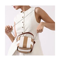 Women's The Panel Verva Hand Bag - Camel Brown & Ivory White