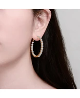Clear Cubic Zirconia Accent Hoop Earrings