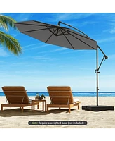 Offset Hanging Patio Umbrella with Base Infinite Tilt for Outdoor Shade
