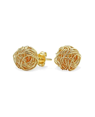Bling Jewelry Wire Twisted Knot Drop Ball Earrings Gold Plated Brass 9MM
