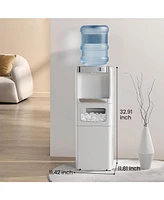 Cowsar Water Cooler Dispenser with Ice Maker for 2, 3 or 5 Gallon Bottles, 33Lbs Daily Ice Making, Child Safety Lock and Energy-Saving Design for Home