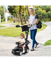 3-in-1 Mercedes Benz Ride-On Toddler Sliding Car with Push Handle