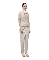 Nocturne Women's Draped Neckline Open Back Detailed Blouse