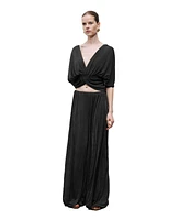 Nocturne Women's V-Neck Beaded Accessory Blouse