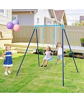 Slickblue Kids Outdoor Heavy Duty Metal Swing Set with Stand