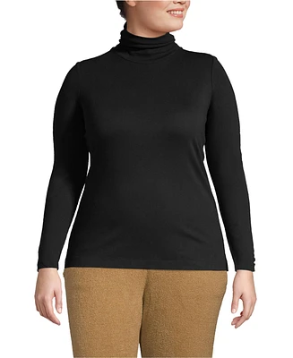 Lands' End Plus Supima Cotton Fitted Long Sleeve Turtleneck