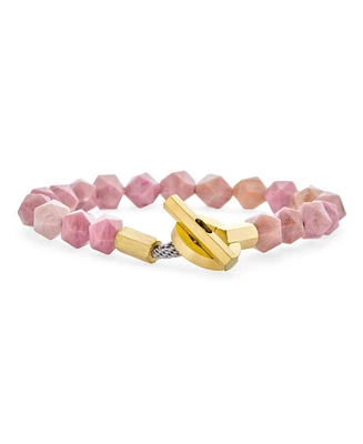 Bling Jewelry Boho Handmade Round Faceted Natural Stone 8MM Ball Bead Stacking Bracelet Gold Tone Stainless Steel