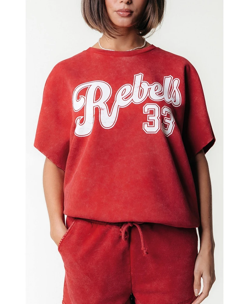 Colourful Rebel Women's Rebels 33 Acid Wash Drppd Shldr Sweat Ss