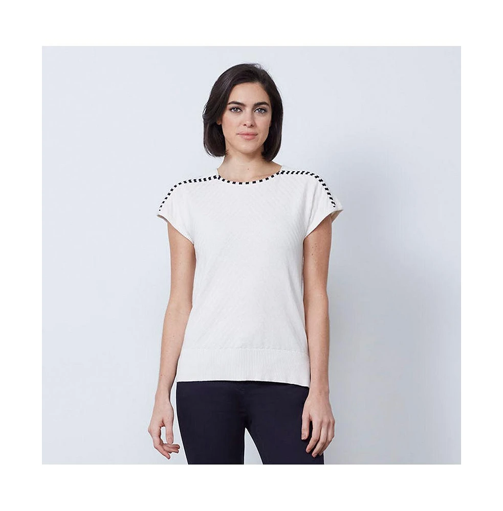 Etcetera Women's Shadow-Striped Pullover Sweater Cresting