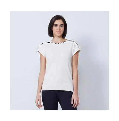 Etcetera Women's Shadow-Striped Pullover Sweater Cresting