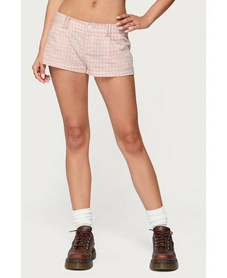 Edikted Women's Monty Plaid Micro Shorts