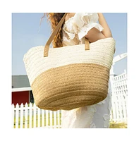 Women's The Straw-Block Tote Bag