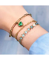 The Lovery Malachite Heart Paperclip Bracelet 14k Gold