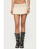 Edikted Women's Lovina Grommet Pleated Mini Skort
